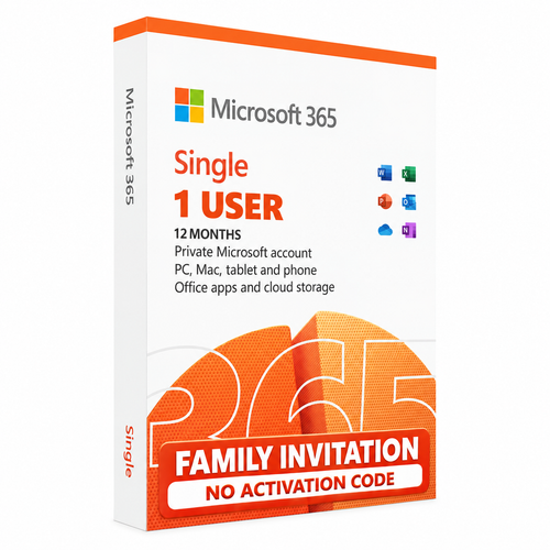 Microsoft 365 Family – Einladung für 1 Person, kein Aktivierungscode